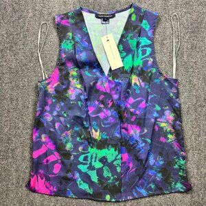 New French Connection Women’s Abstract Print Sleeveless Blouse Top Multicolor S